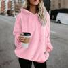 Winter Women Long Sleeve Fleece Hooded Sweatshirt Pullover Warm Jumper Sweaters With 1/4 Zip