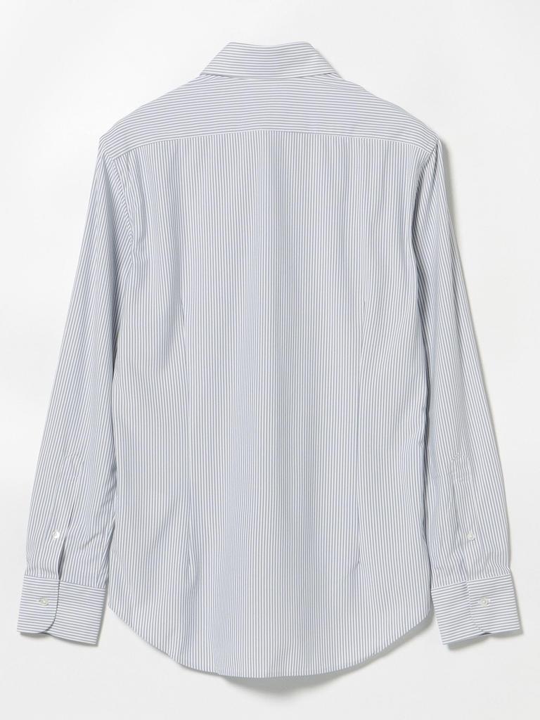 Beams Heart Men's Easy-Care Semi-Wide Collar Long Sleeve Shirt (Sizes 37-42, Machine Washable) Navy Stripe 40