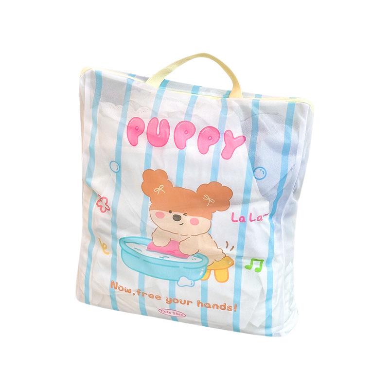 Adorable Bear Cartoon Laundry and Sorting Bag for Students - Portable and Washable