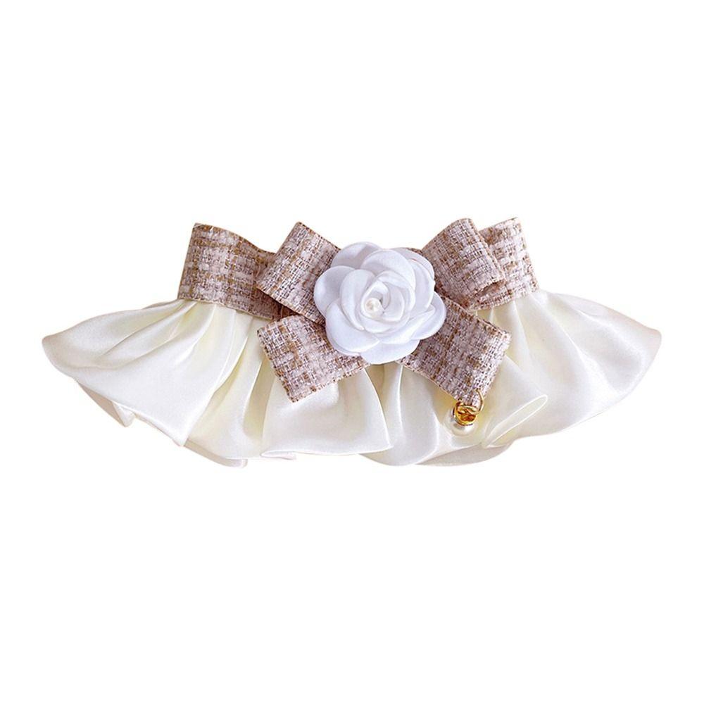 Fashion Dog Saliva Towel Cat Necklace Pearl Collar Dog Neckerchief Puppy String Bib Lace Bowknot