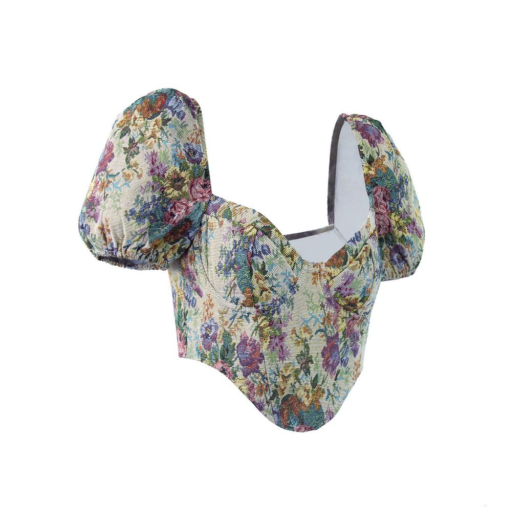 Women's Sexy Backless Bubble Sleeve Fishbone Camisole Niche Court Vintage Tank Top