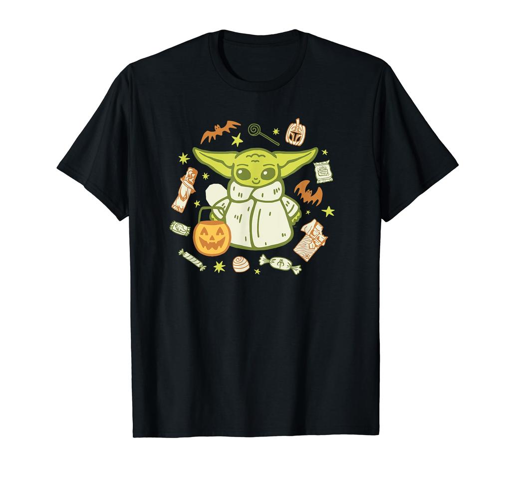 Star Wars Mandalorian Grogu Halloween Cute Treat & Bat T-Shirt