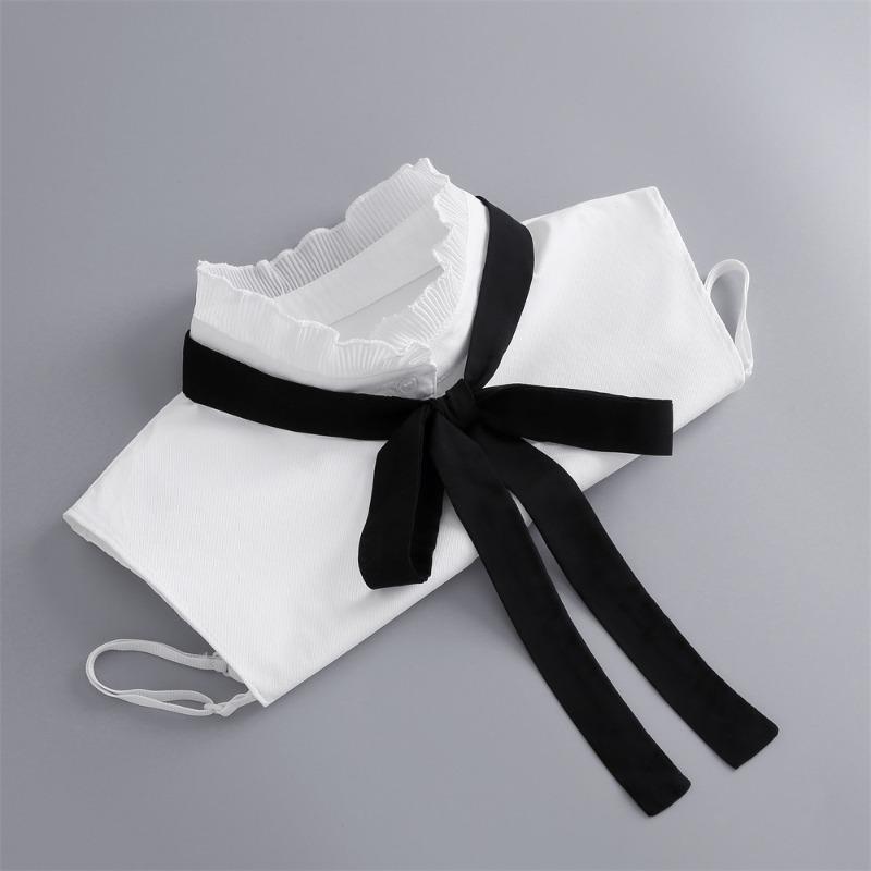 Korean Stand Shirt False Collar for Women Bowknots Ties Faux Col Half Shirt Blouse Fake Collars Sweater Shirt Detachable Collars