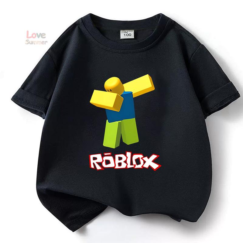 Детская футболка Robloxing для мальчиков Спортивная хлопковая футболка Детская Мультяшная унисекс Короткий рукав Повседневная Уличная Одежда Harajuku