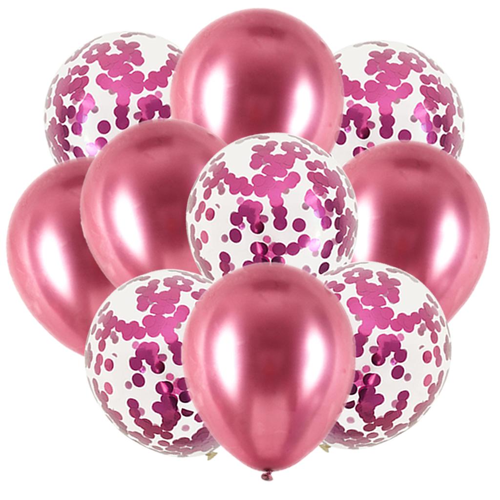 10PCS Gold Silver Metal Latex Confetti Balloons Baby Shower Wedding New Year Birthday Party Decorations Matte