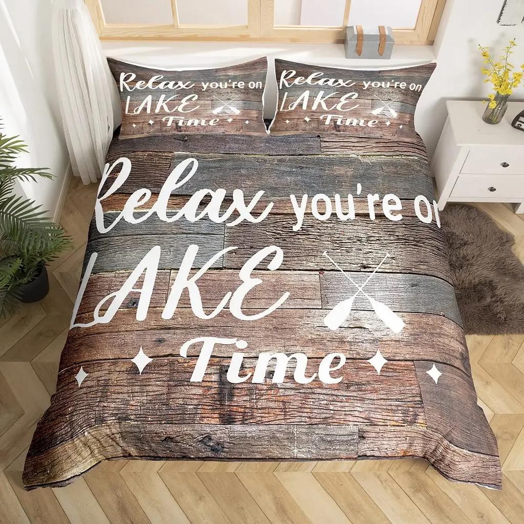 Happy Camping Duvet Cover Set Cartoon Camping Car Bedding Set Microfiber Camper Comforter Cover Queen Size for Kids Boys Girls