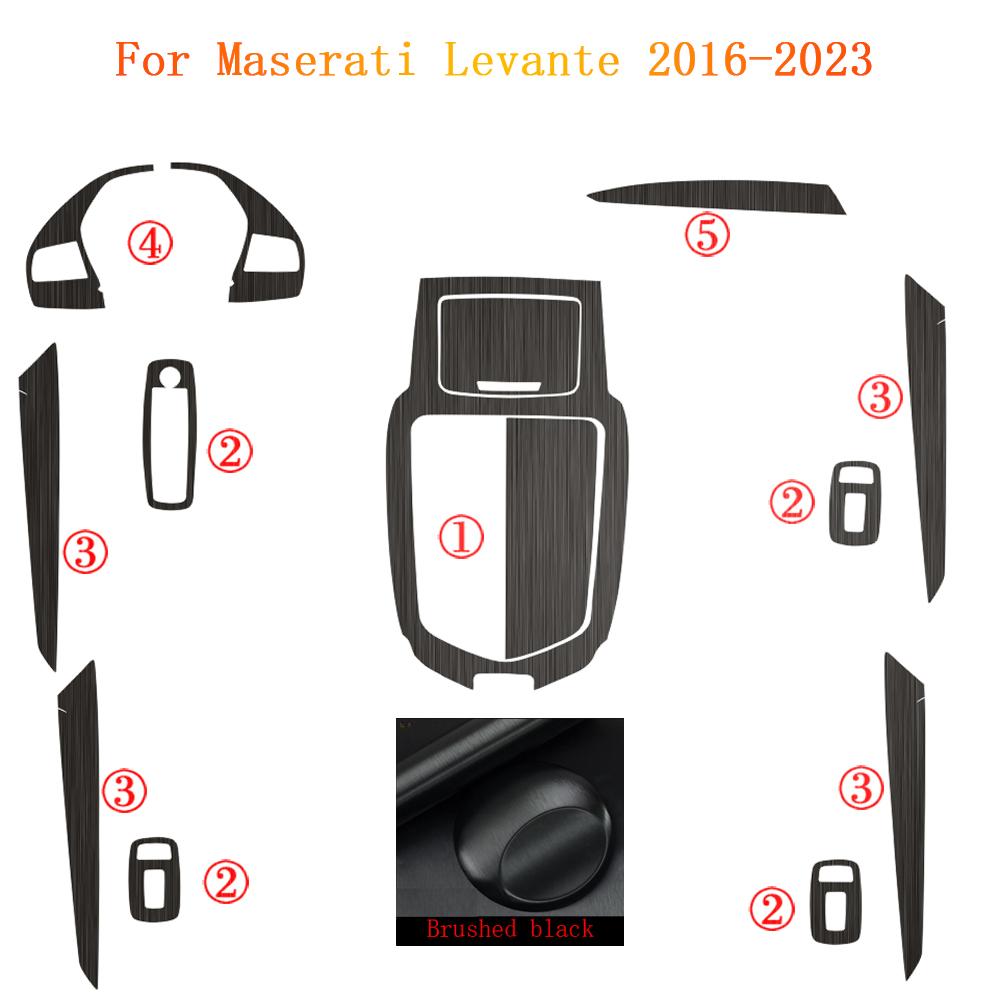 For Maserati Levante 2016- Interior Central Control Panel Door Handle 5D Carbon Fiber Stickers Decals Car styling Accessorie