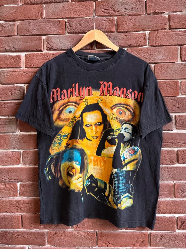 Редкая винтажная футболка 90-х Marilyn Manson Antichrist Metal Band Tee L Черная унисекс