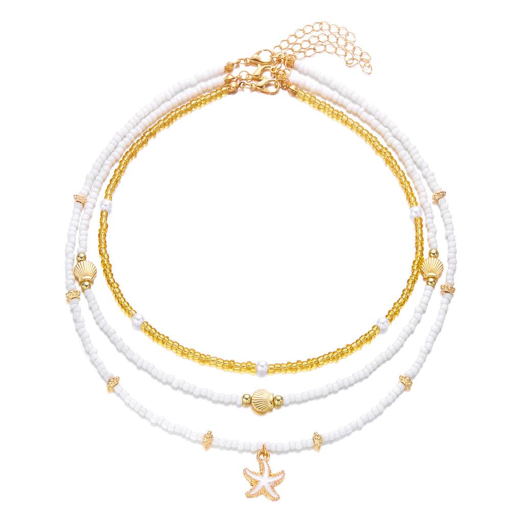 Summer Shell Jewelry With Alloy Necklace And Foot Chain For Women