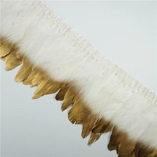 2 метра золотые, серебряные гусиные перья, отделка на ленте, бахрома, лента, гусиное перо для поделок, золотые аксессуары для рукоделия, украшение
