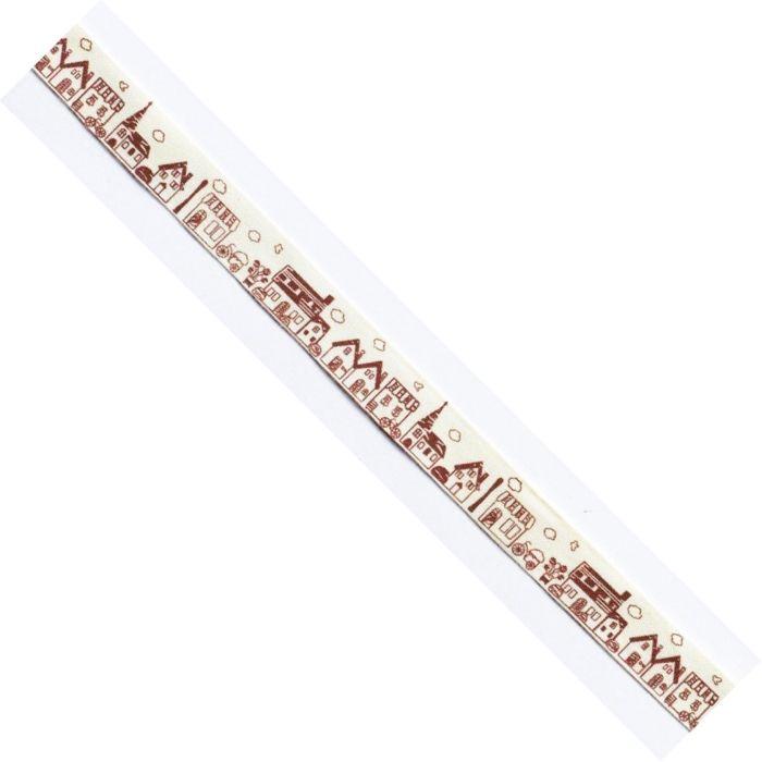 MégaCréa DIY - Ruban en coton village marron 1,5 cm x 2 m
