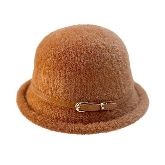 Шляпа-ведро Yousheng однотонная из плюшевой ткани, шляпа-ведро с поясом, декор, шляпа-ведро в ретро-стиле, осень-зима, для активного отдыха, для повседневной носки