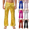 Men's Nightclub Stage CostumesMetallic Trousers Men's Sequins 80s Party Disco Glitter Long Dance Trousers