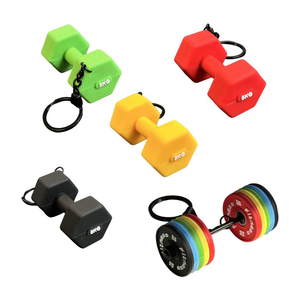 Barbell Sheet Dumbbell Keychain PVC Bag Pendant Unique Gym Feedback Gift Girl