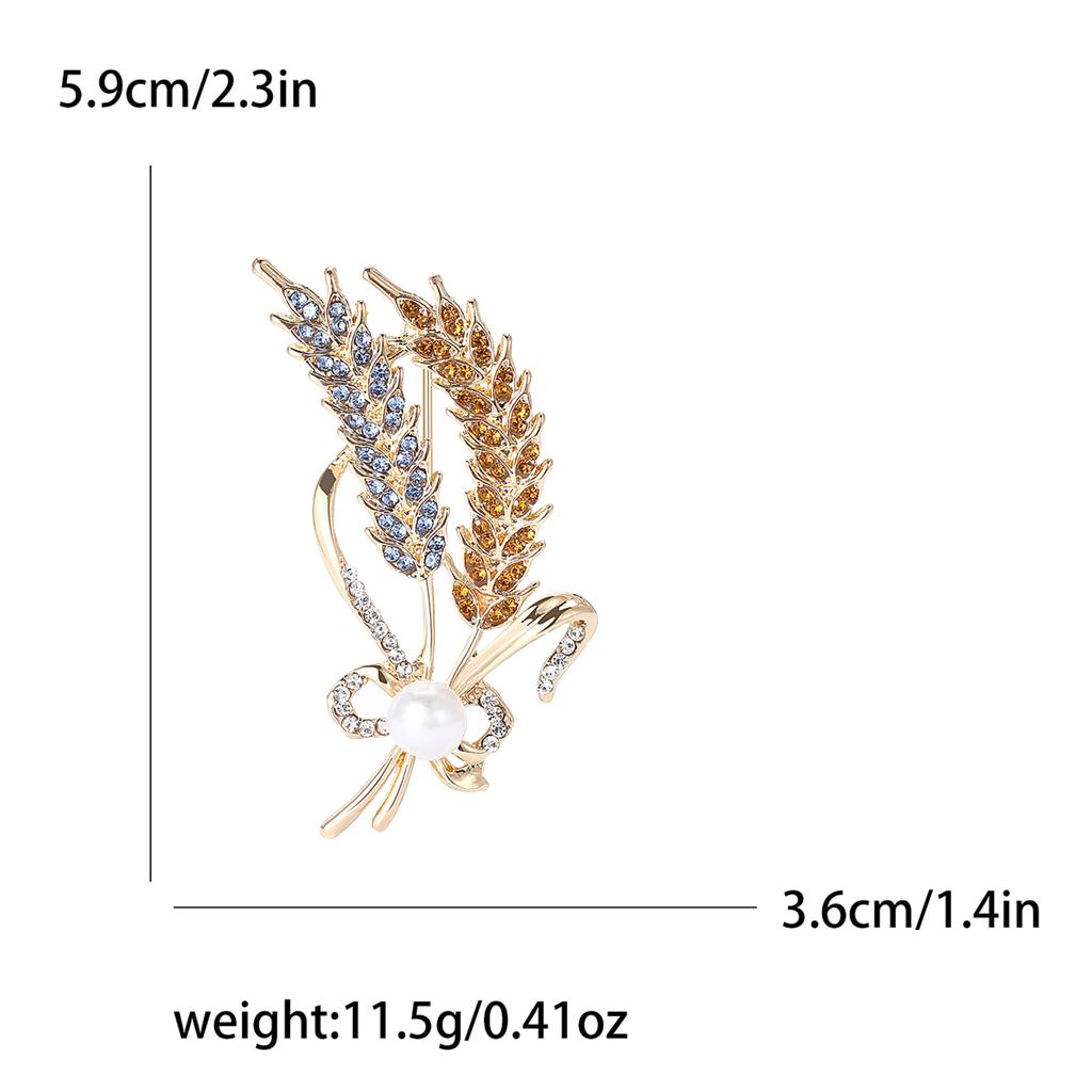 Trendy Rhinestone Wheat Ear Brooches for Women Ukrainian Wheats Pins Enamel Plant Badges Office Party Friend Gifts Accessories