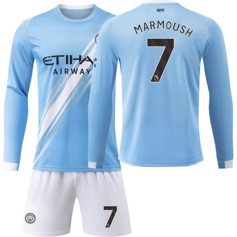 2324 Manchester City's Home Long-sleeved No. 9 Harland 17 De Braunet 10 Gralish Football Uniform Correct Jersey