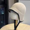 Новая корейская шапка бини из смесовой шерсти на осень и зиму с защитой ушей, вязаная шапка, повседневная шерстяная шапка, теплая шапка-авиатор, шапка-ушанка