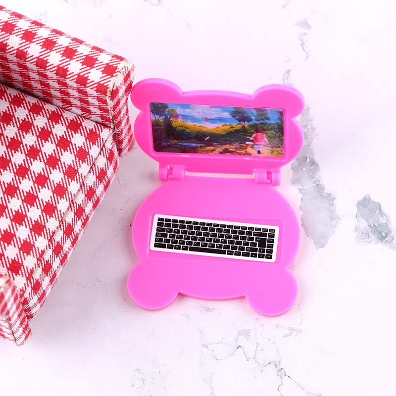3Pcs/Set 1:12 Dollhouse Miniature Folding Laptop Model Computer Tablet Phone Set Doll House Office Scene Home Decor Toy