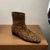 Fashion Winter Suede Leopard Ankle Women Boots Chelsea Chunky Shoes 2025 New Fashion Designer Short Boots Elegant Dress Botas De Mujer