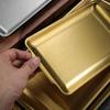 304 Stainless Steel Dinner Plates Rectangular Gold Serving Tray Dessert Cake Snack Dishes Barbecue Sushi Dessert Kitchen Plates