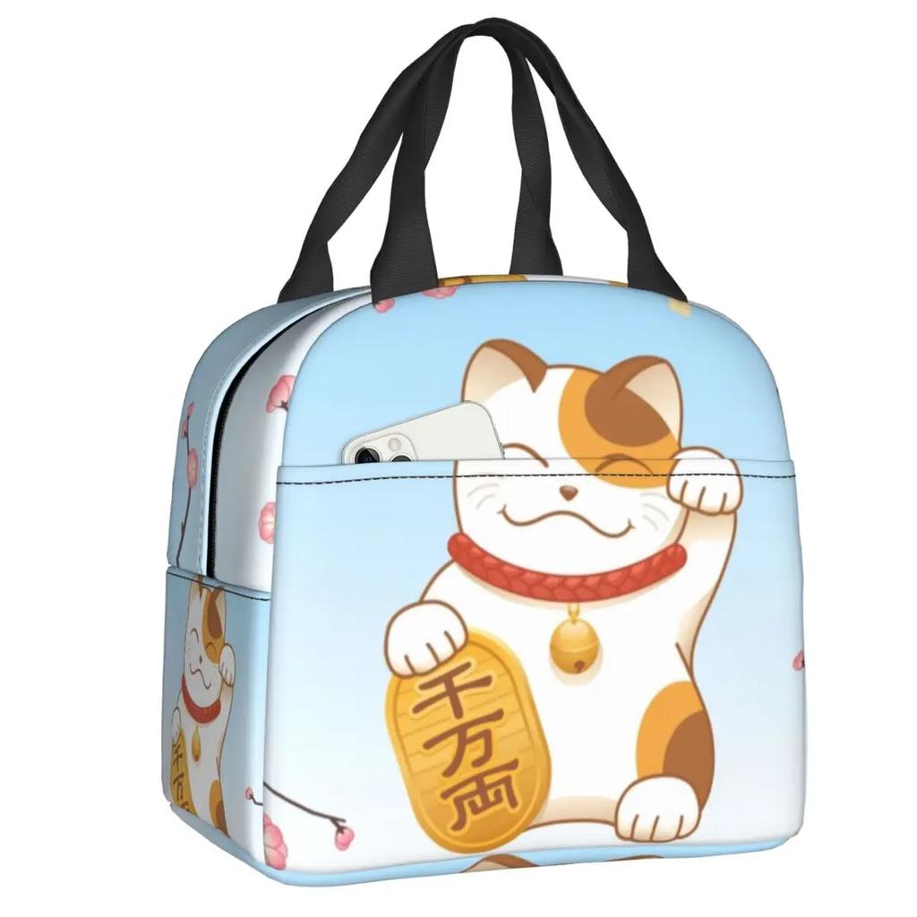 Black Cat Looking At The Full Moon Insulated Lunch Tote Bag for Women Animal Cartoon Portable Thermal Cooler Bento Box