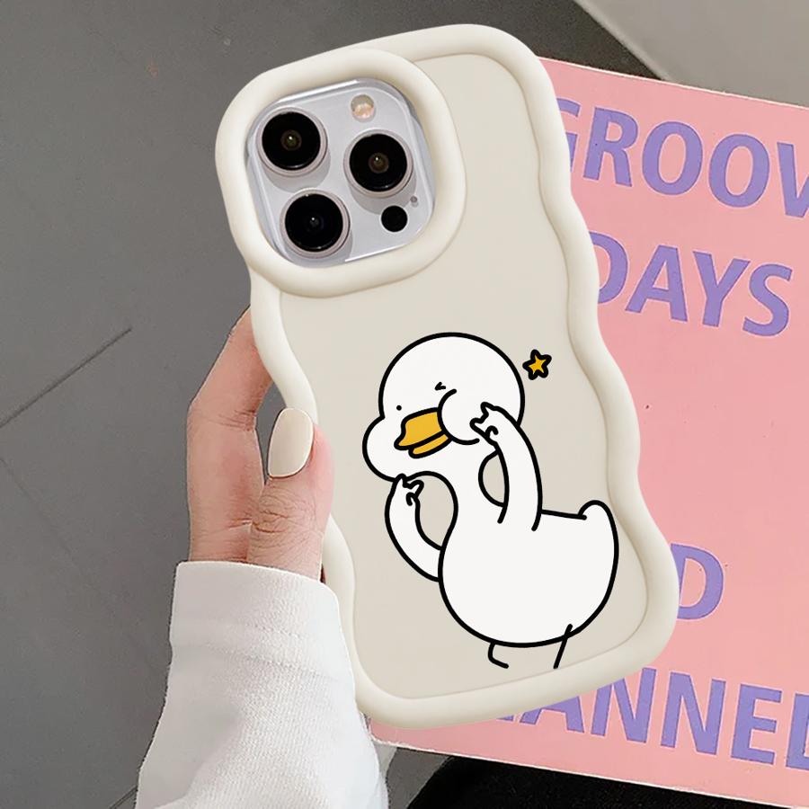 Мультяшный Чехол-Утка для iPhone 14 15 Plus XR 16 Pro Max 12 8 11 17 Air 13 Мягкая Крышка для Телефона