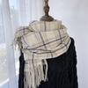 Checkered Scarf Women'S Winter New Versatile Retro Temperament Scarf, Imitation Cashmere, Student Warm Shawl Dual-Use