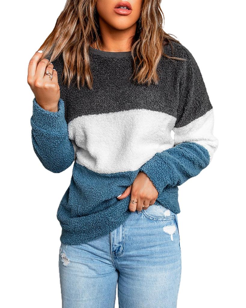 Azura Exchange Colorblock Plush Sweatshirt