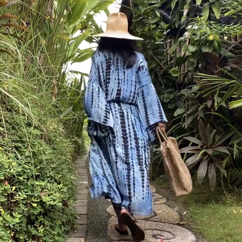 Европейский и американский хлопковый принт свободный пляжный кардиган накидка