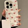 Чехол для телефона с текстурой складок и узором из красных бантов для IPhone 17 Pro Max Air 16 Plus 15 14 13 12 11 Ударопрочный силиконовый бампер Чехол-обложка