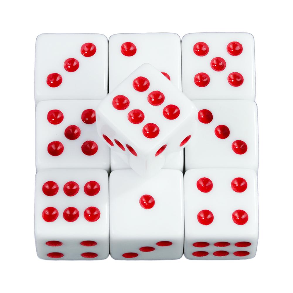 Белые игральные кости 10 шт. 6-гранные игральные кости квадратные углы 16 мм математические развлечения акриловые игральные кости инструмент