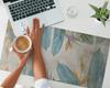 Gaming Desk Mat with Exotic Leaves and Flowers Pattern 90x45 cm