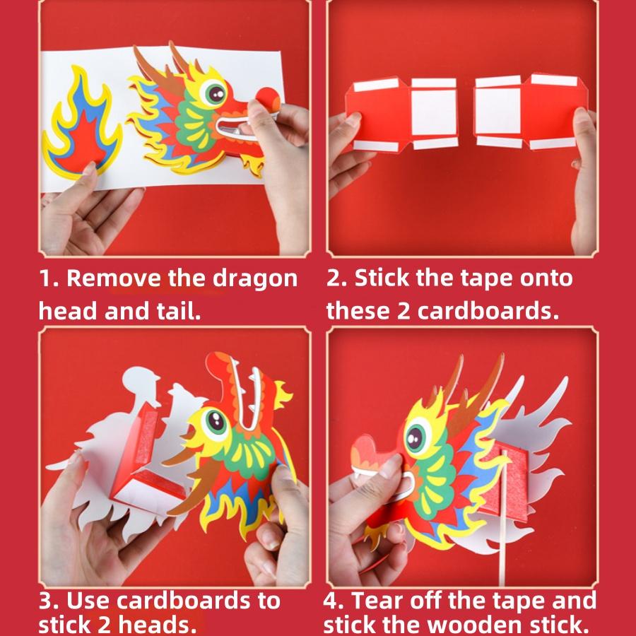 1pc 2025 Year of the Snake Spring Festival Folding Dragon Chinese New Year Ornament DIY Handmade Decoration Pendant