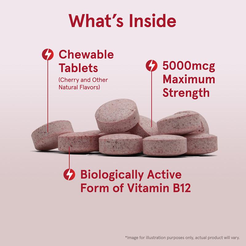 Vegan Methyl B-12, Maximum Strength, Cherry, 5,000 mcg, 60 Chewable Tablets