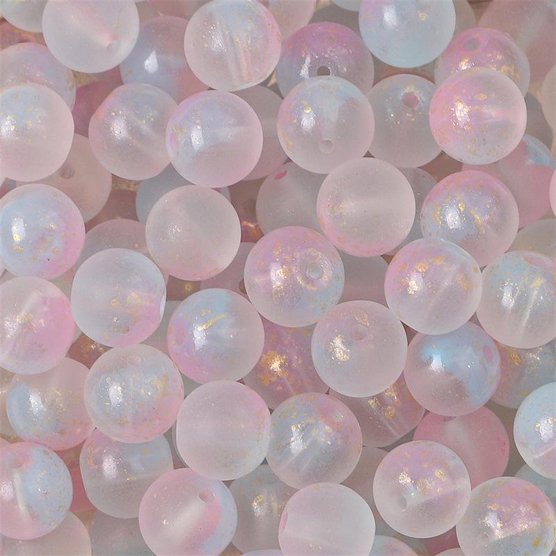 Комплект браслетов из бисера Summer Jelly Gold Glitter: Двойные стеклянные круглые бусины и полусахарные пузырчатые бусины