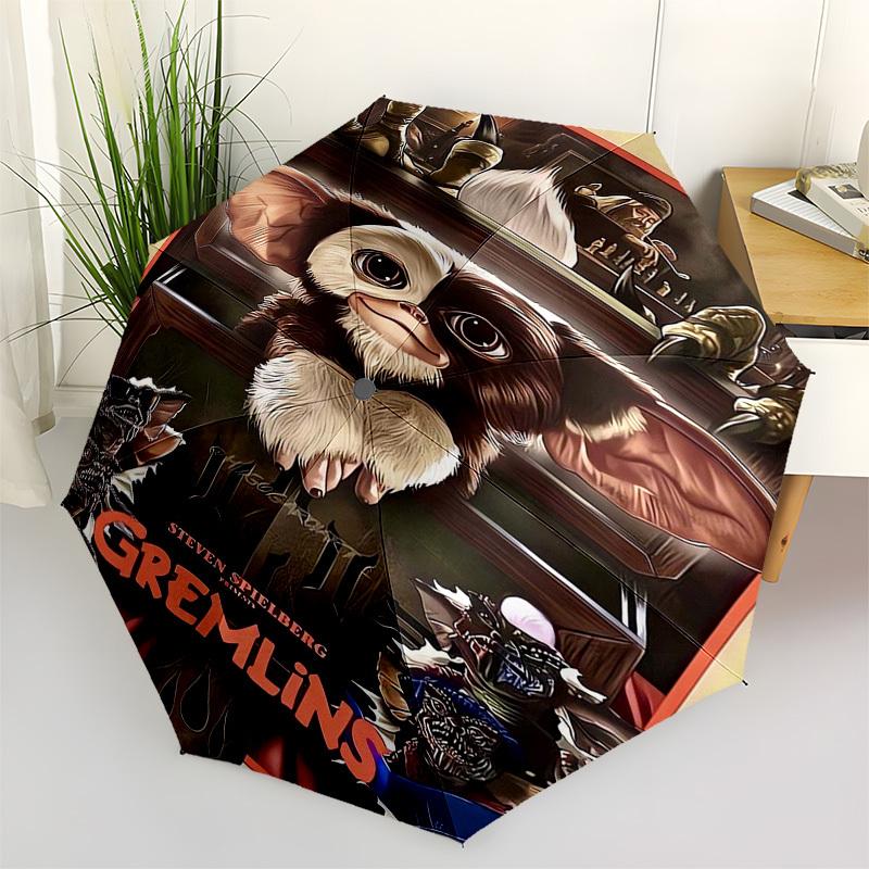 Gremlins, Spielberg Themed Automatic Opening and Closing Umbrella, Compact Travel Umbrella, Lightweight and Portable, Suitable for Beach Com