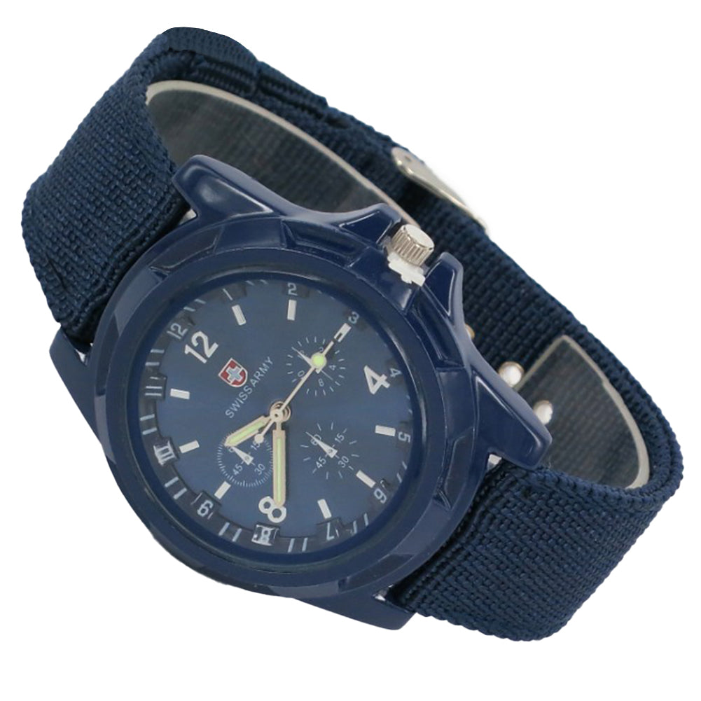 Men Quartz Watch Nylon Watches Canvas Strap Casual Sports Wristwatch