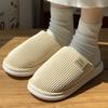 Light Luxury Striped Cotton Slippers Autumn and Winter Indoor Home Velvet Warm Couple Floor Waterproof and Non-slip Slippers