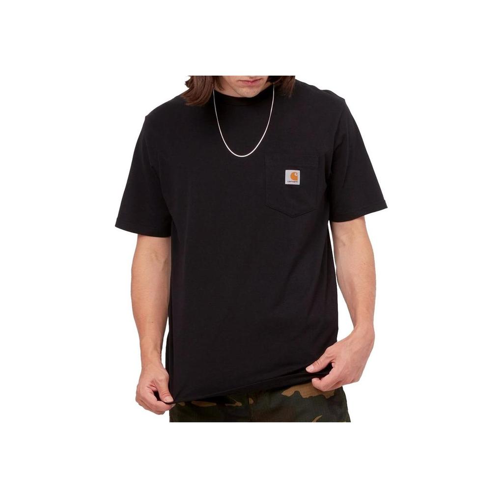 Carhartt WIP Черная футболка с коротким рукавом и карманом Мужские топы I030434-89XX