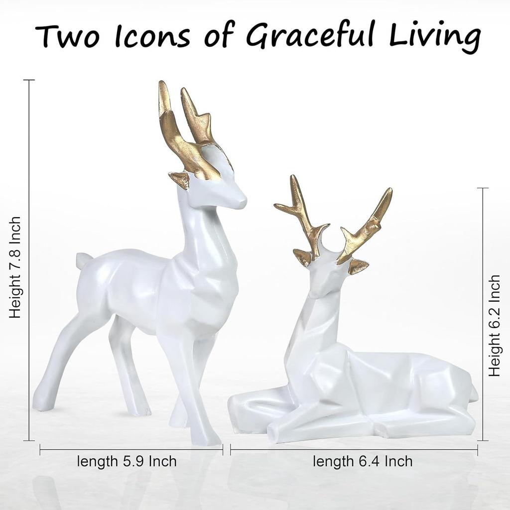 Home Decor, Set of 2 Deer Resin Showpieces Stunning Hiran Statue for Living Room Decor, Gift Items for Women,
