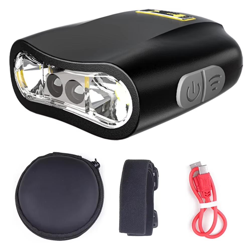 IPX4 Waterproof LED Head Torch Type C Rechargeable Motion Sensor Hat Visor Light Ultra Bright Mini Cap Clip Lights Power Display