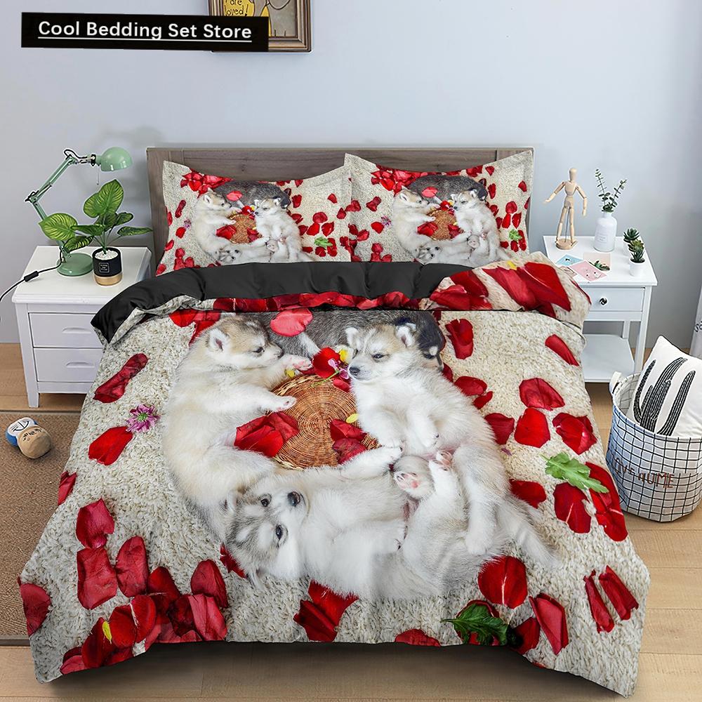 White Cat King Queen Duvet Cover Kawaii Pet Kitty Bedding Set for Kids Teens Adults Family Animal 2/3pcs Polyester Quilt Cover