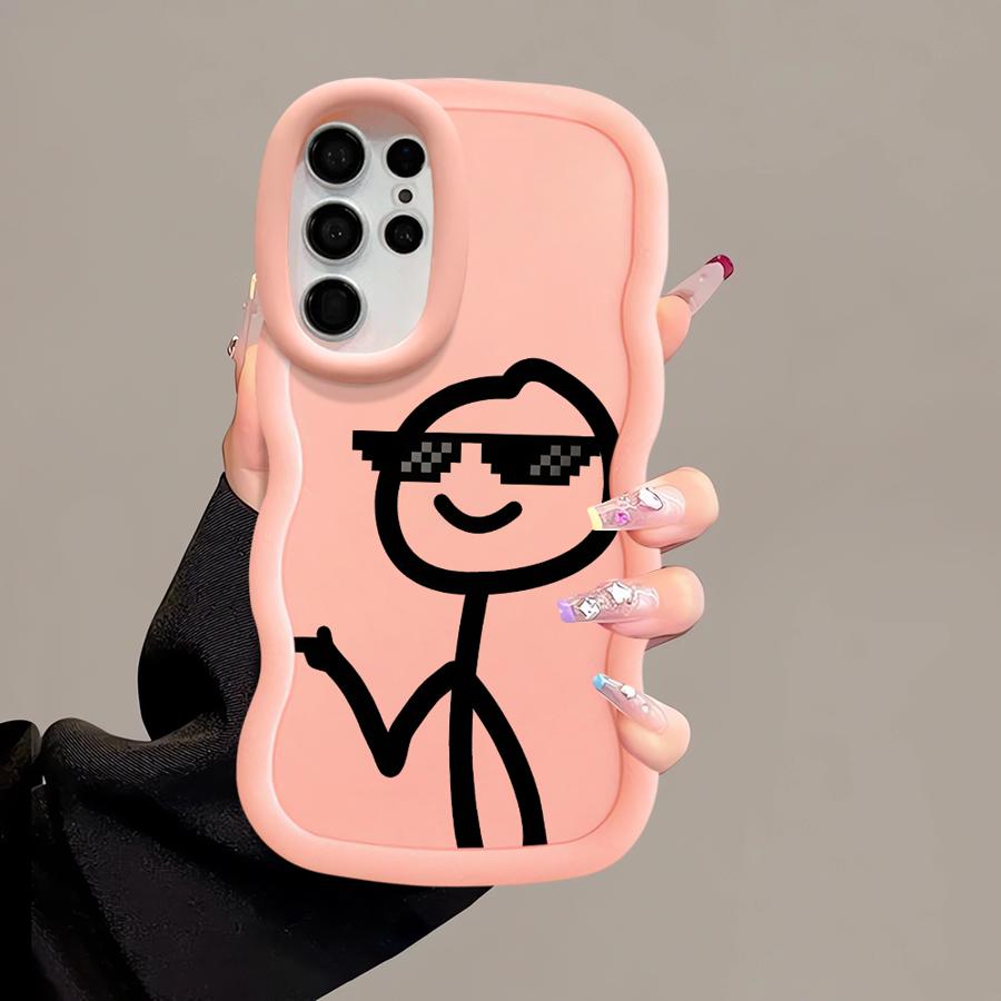 Крутой Чехол-Крышка для Телефона с Мягким Рисунком 'Cool Line People' для Samsung Galaxy S22 Ultra S24 S20 FE S21 S25 S23 Plus A25 A26 A34 A54 A35 A55 A24 A36