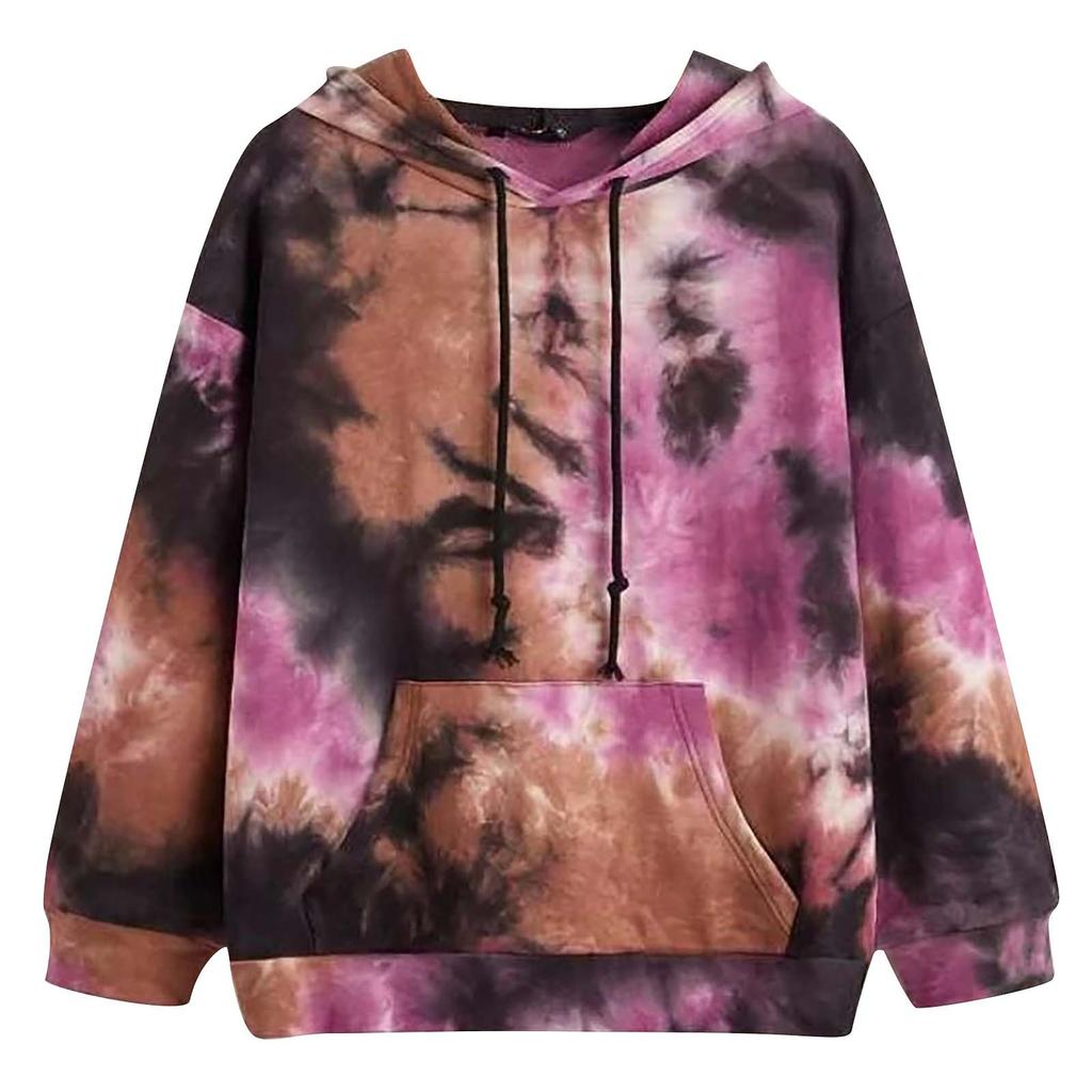 Women's Fsshion Casual Sexy Slim Printing Long Sleeve Tie Dyed Hooded Sweater