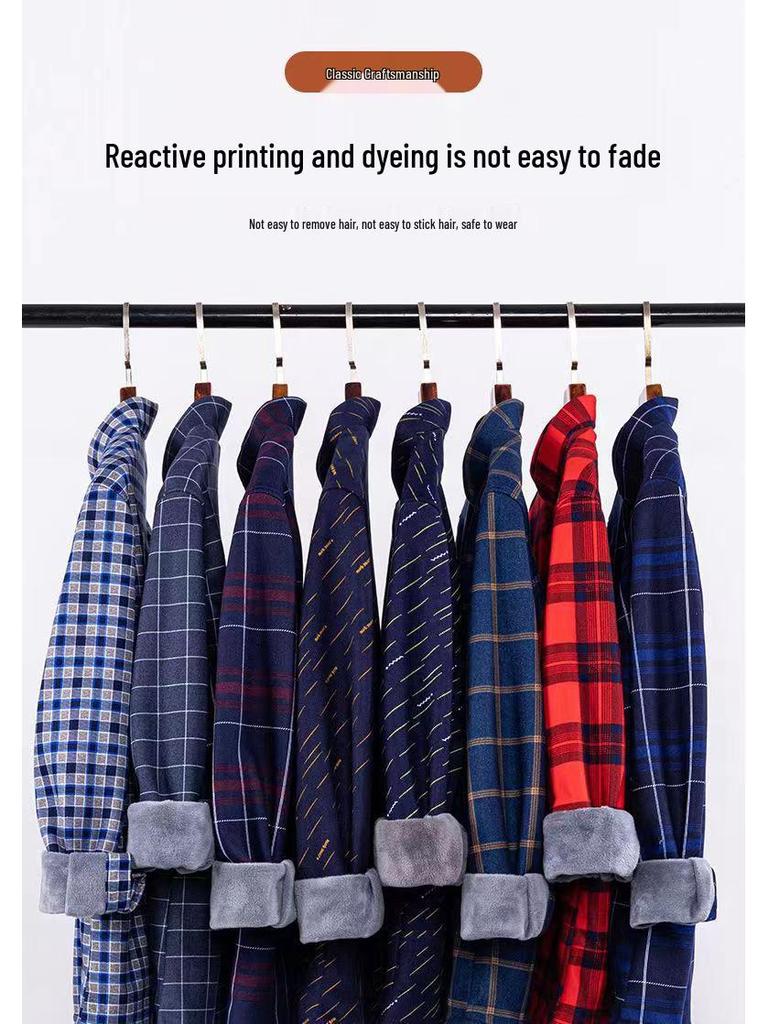 Мужская зимняя фланелевая рубашка на флисовой подкладке - Теплая, с длинным рукавом, в стиле business casual для мужчин среднего и пожилого возраста, доступны большие размеры