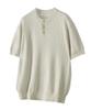 UNTAPPED STUDIO Washable Cool Cotton Henley Neck Round Short Sleeve Knit 5 Colors (Type B)