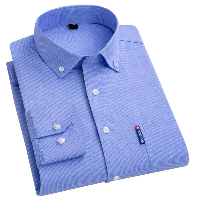 Men's Business Casual Striped Long-Sleeve Shirt - Simple and Fashionable