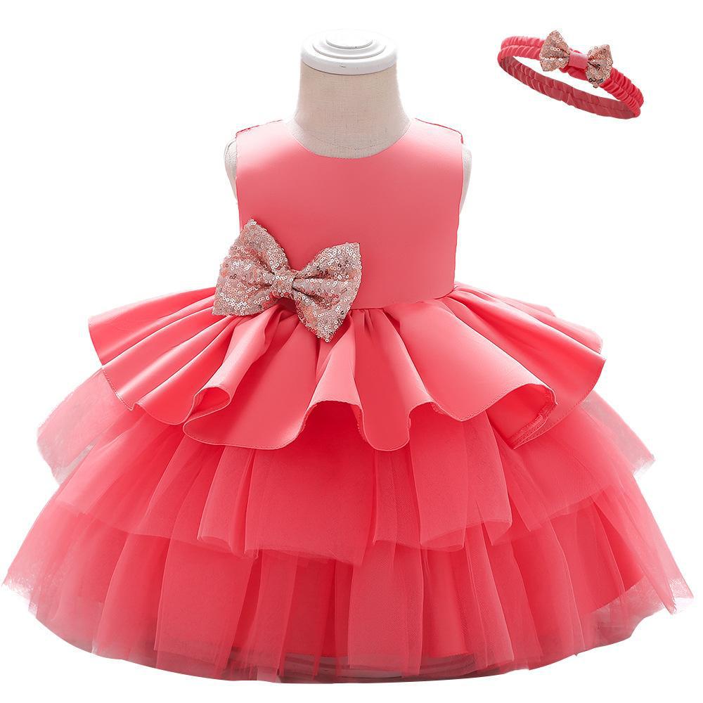 Girls' V-Neck Princess Mesh Dress – European & American Style