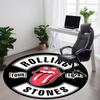 1 шт. Круглый коврик для офиса с логотипом Rolling Stones - Идеально подходит для декора офиса или кабинета, Машинная стирка, Нескользящая основа, Декоративный коврик для пола