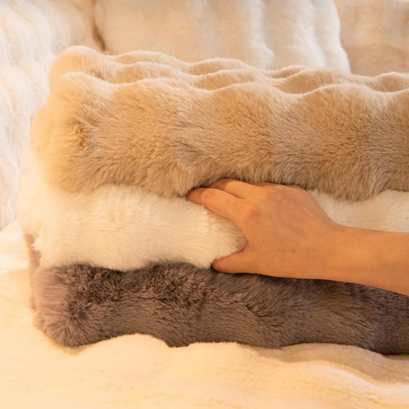 Роскошный плюшевый чехол для дивана из искусственного меха, зимнее теплое полотенце в форме пузыря, подушка, супермягкий пушистый бархатный чехол для домашнего декора